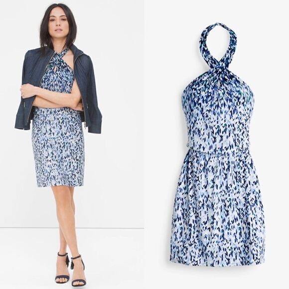 White House Black Market Printed Halter Minidress - Picture 1 of 5